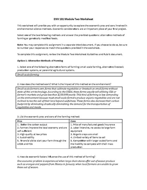 ENV 101 Module Two Worksheet ENV 101 Module Two Worksheet This