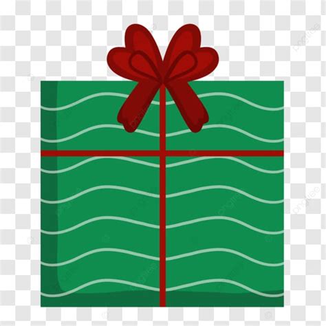 cute green christmas present  wavy pattern  red ribbon birthday