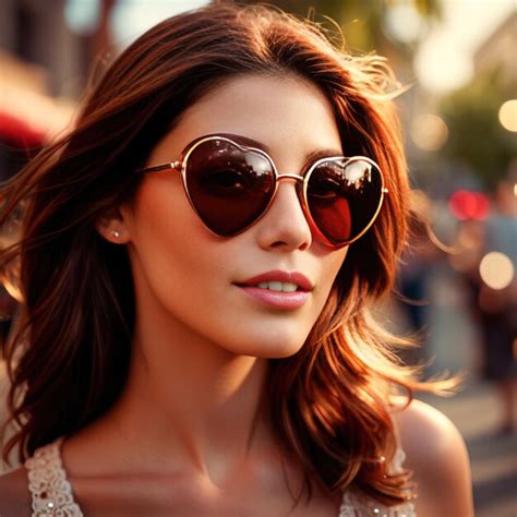 Premium Photo Woman Wearing Heart Shaped Sunglasses Looking For