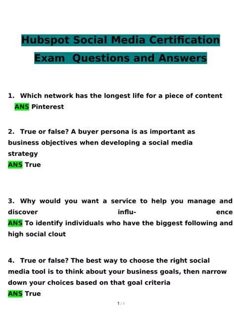 Hubspot Social Media Certification Exam Questions and Answers 2024 /