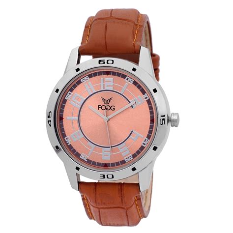 Buy Fogg Round Dial Brown Leather Strap Quartz Watch For Men Online