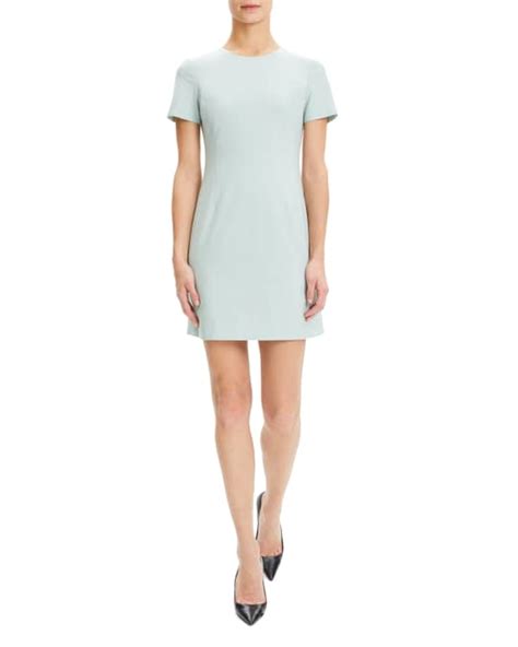 Theory Jatinn Short Sleeve Traceable Wool Suiting Dress Neiman Marcus