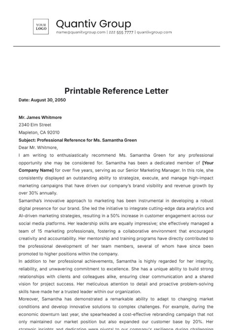 Free Reference Letters Templates Editable And Printable