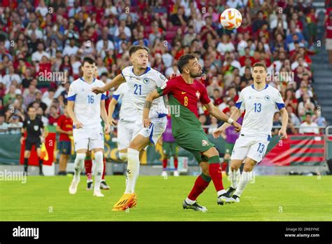 Bruno Fernandes Of Portugal And Amar Dedic Of Bosnia And Herzegovina