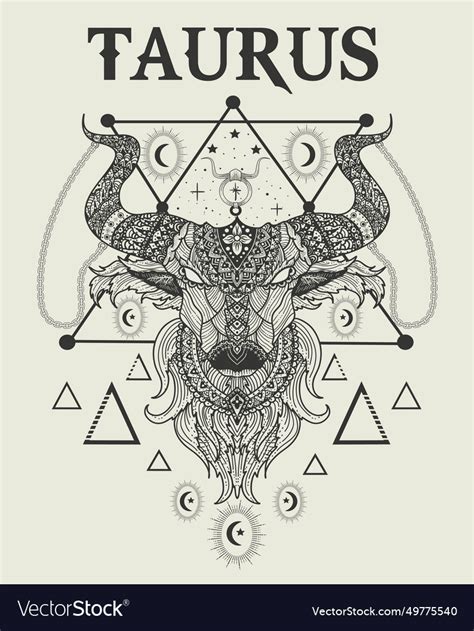 Taurus zodiac symbol monochrome style Royalty Free Vector