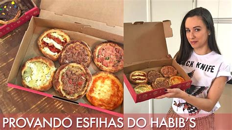 Provando várias esfihas do Habib s salgada e doce Segredinhos