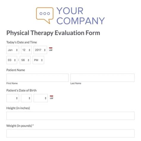 Physical Therapy Evaluation Form Formstack