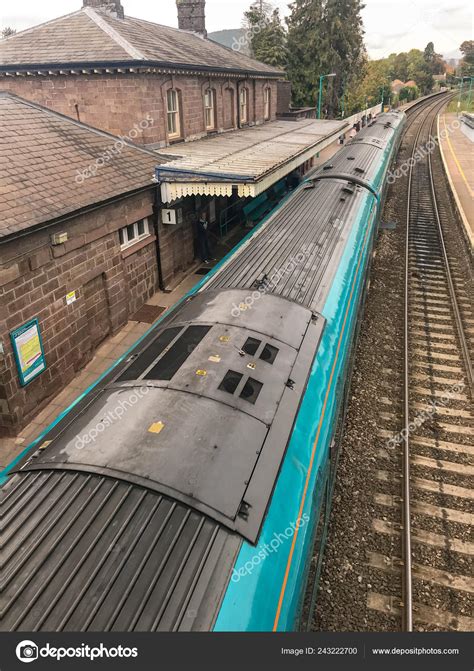 Abergavenny Wales October 2018 Passenger Train Arriving Platform