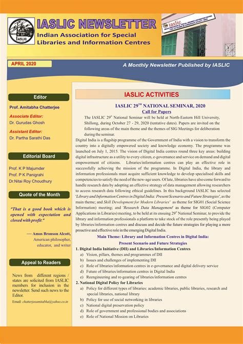 Call For Papers Iaslic 29 National Seminar On “library And Information