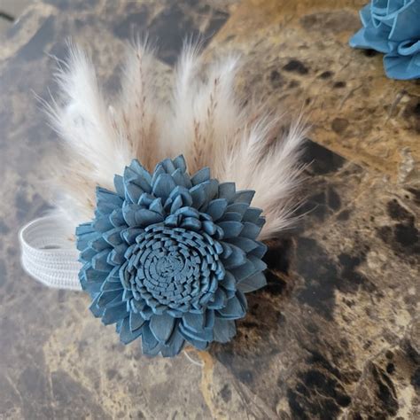 Dusty Blue Boutonniere Etsy