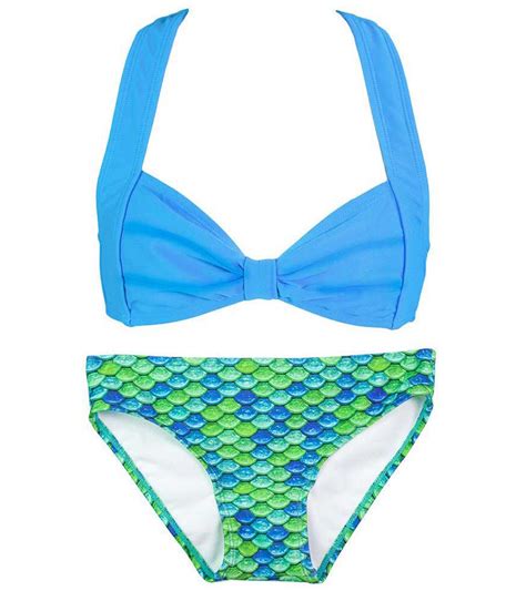 Fin Fun Zoey S Aussie Green Mermaid Clamshell Bikini Set 4t 12 At