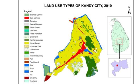 Map showing the land use types of Kandy City in 2010. Index Map A. Map ...