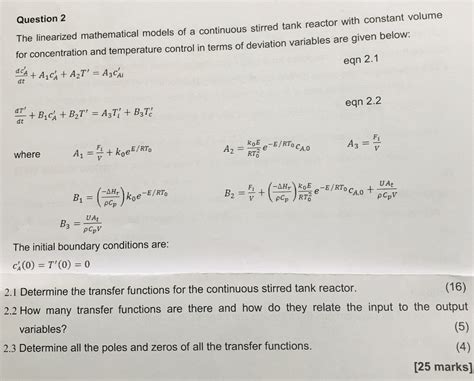 Question The Linearized Mathematical Models Of A Chegg