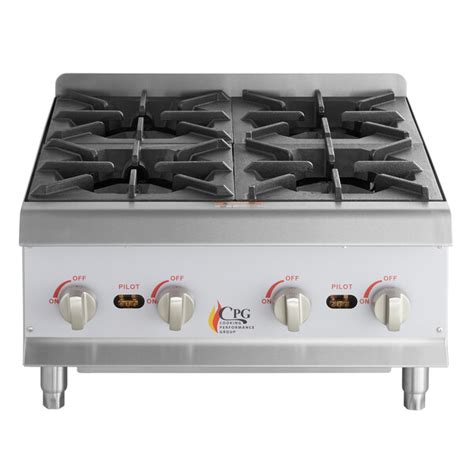 Cooking Performance Group Hp424 4 Burner Gas Countertop Range Hot Plate 88000 Btu