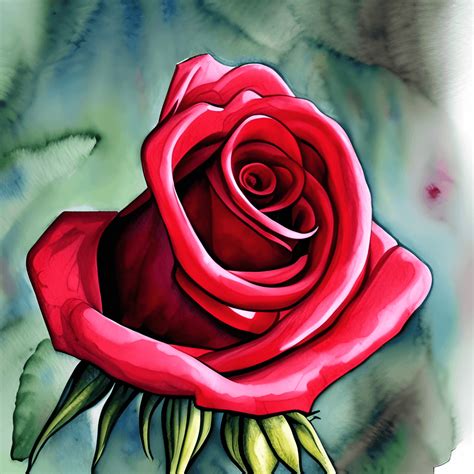 Red Rose Watercolor Painting · Creative Fabrica