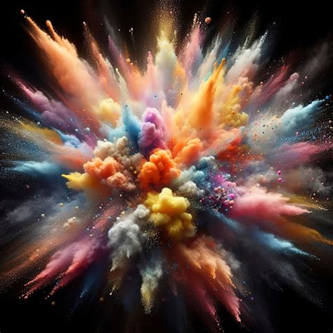 Premium Photo Abstract Multicolored Powder Explosion On Black Background