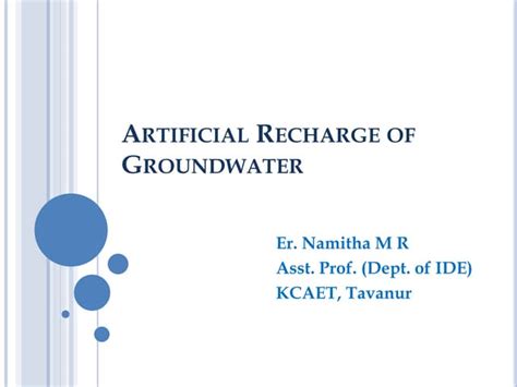 Artificial Recharge Of Groundwater Ppt