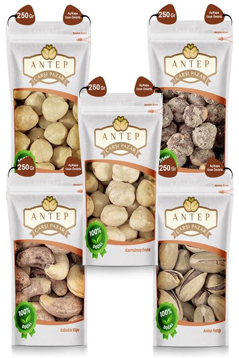 Antep Çarşı Pazar Karışık Kuruyemiş 250 Gr X 5 Paket Tuzlu beyaz