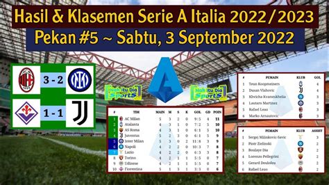 Hasil Liga Italia Tadi Malam Ac Milan Vs Inter Milan Klasemen Serie