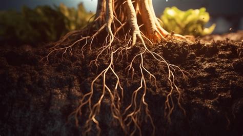 Ra Ces De Plantas Que Crecen Bajo Tierra Ai Generativo Foto Premium