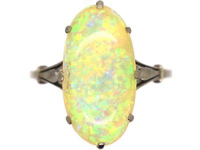 Edwardian Ct Platinum Black Opal Diamond Ring G The