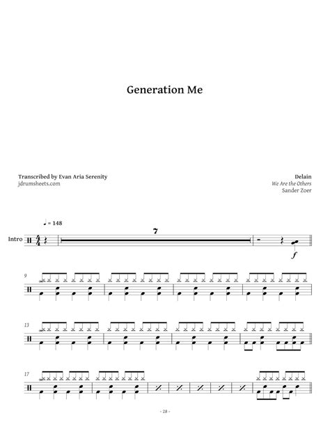 Delain Generation Me Drum Sheet Music JDS Delain Collection Book