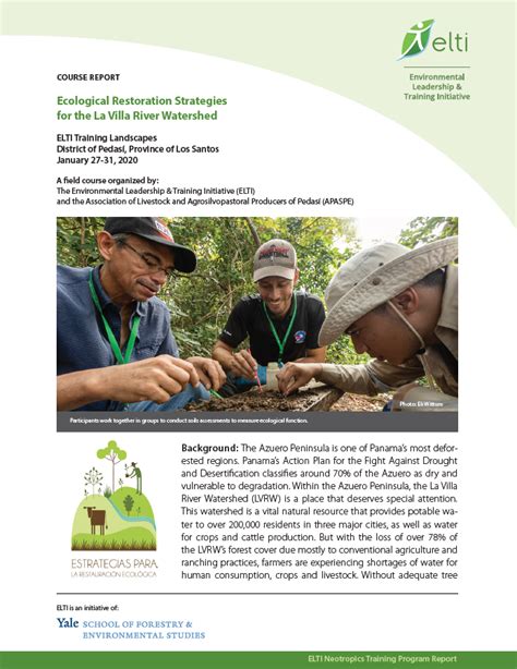 Ecological Restoration Strategies For The La Villa River Watershed Elti