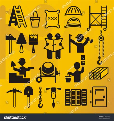 Construction Symbols Compilation Stock Vector (Royalty Free) 128819332 ...