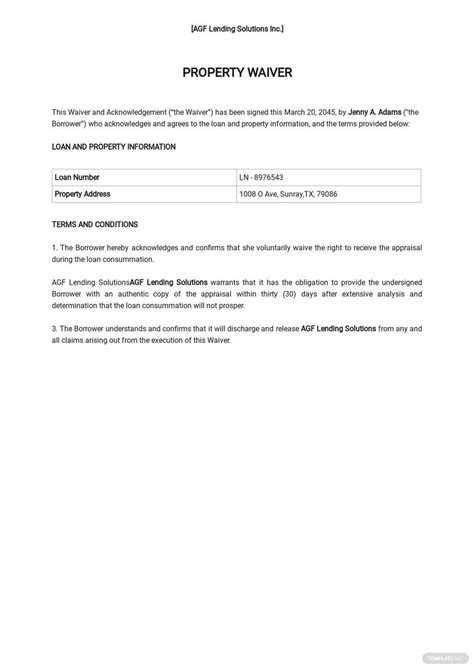 Property Waiver Letter in Word, Google Docs, PDF - Download | Template.net