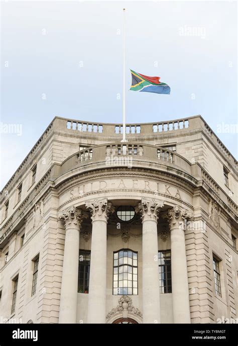 The national flag of South Africa is at half- mast in tribute to former South African president ...