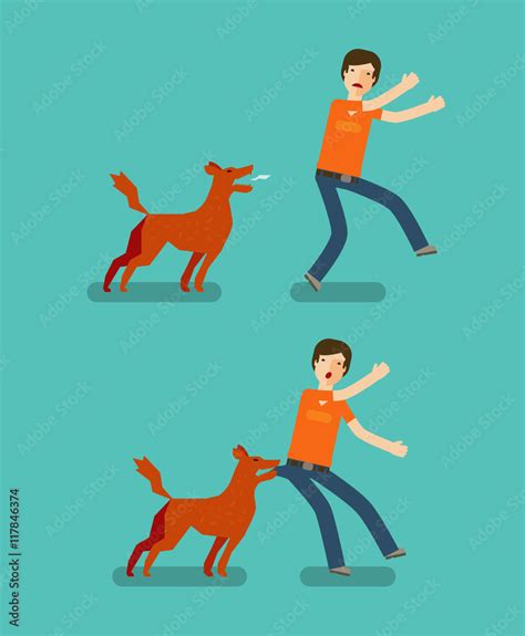 Dog bite man. Cartoon vector illustration Stock Vector | Adobe Stock