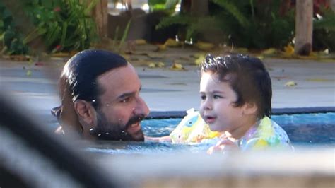 Photo Gallery Taimur Ali Khan Enjoys Pool Time With Dad Saif Ali Khan