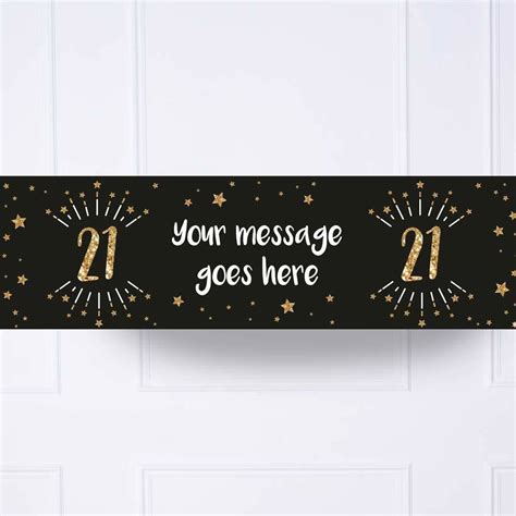 Black & Gold 21st Birthday Personalised Party Banner | Customisable ...