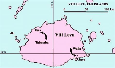 Outline Map Of Viti Levu The Largest Island Of The Fiji Archipelago