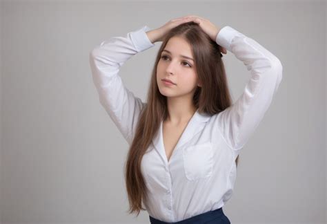 Woman In Lingerie Poses Hands Behind Head Stable Diffusion Online