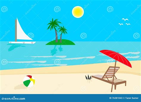 Sunny Day, Beach stock vector. Illustration of background - 76381043