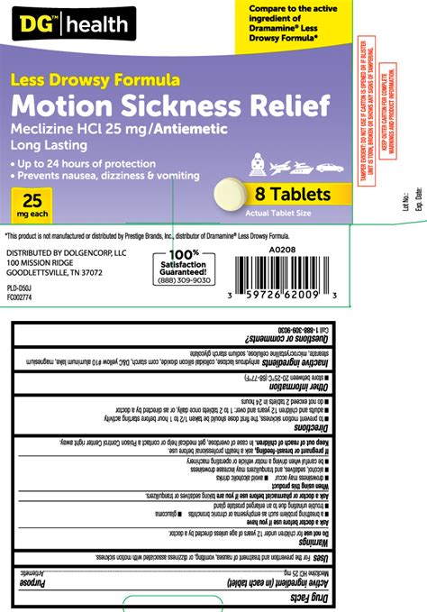 Motion Sickness Relief Meclizine Hcl Tablet