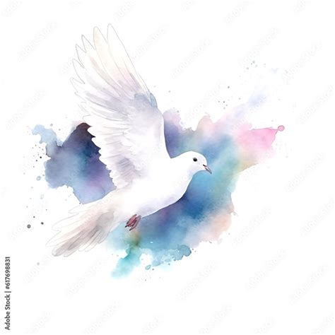 Elegant dove flying at sky peace holy heaven love and tranquil color ...