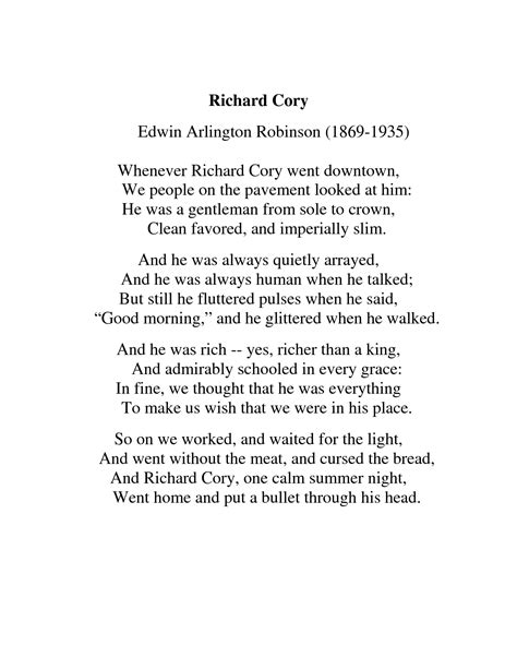 [poem] Richard Cory By Edwin Arlington Robinson R Poetry