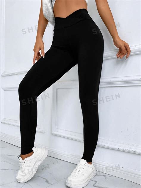 Shein Essnce Solid High Waist Leggings Shein Usa