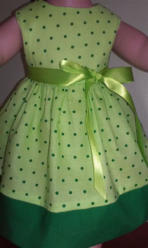 Green Polka Dots Handamade Dress Fits 18 American Girl Dolls Vestidos Infantis Modelo De