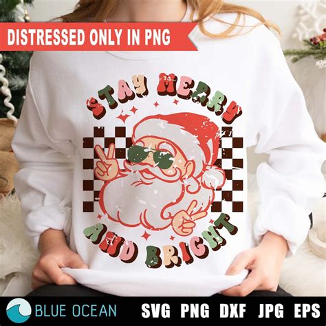 Stay Merry And Bright PNG Merry Bright SVG Retro Christmas SVG