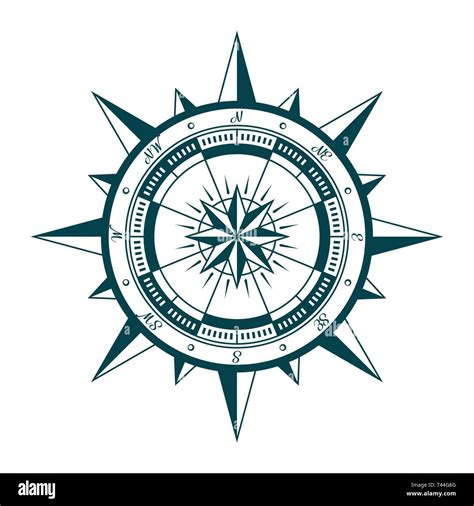 Vintage Nautical Compass Rose Vector Illustration Of Wind Rose In