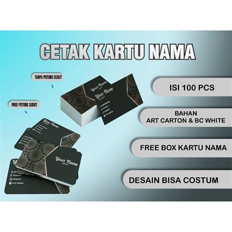 Jual Cetak Kartu Nama Sisi Sisi Bahan Art Carton Kotak