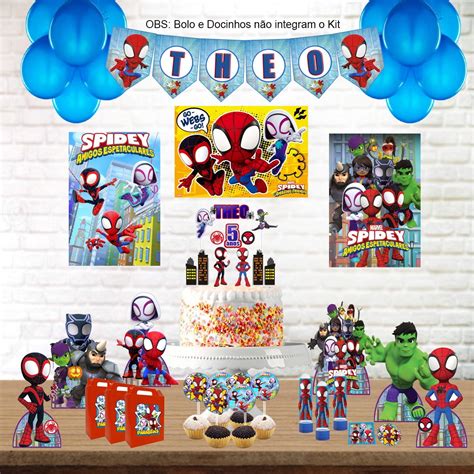 Kit Aniversário Personalizado Homem Aranha Spidey Amigos Espetaculares