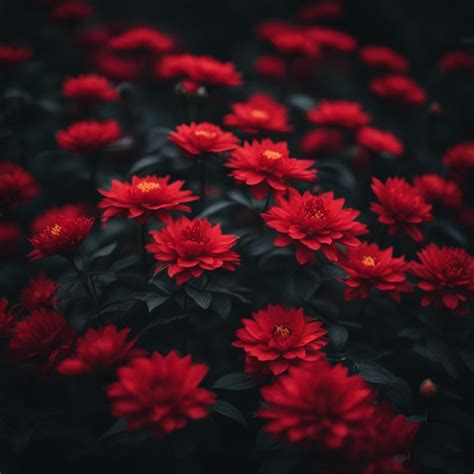 Premium AI Image | Red flowers on a dark background ai generated