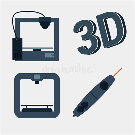 Ic Ne D Imprimante D Avec La Conception Simple Illustration De Vecteur