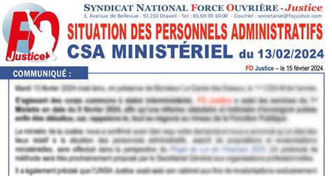 Syndicat FO Justice P ADMINISTRATIFS