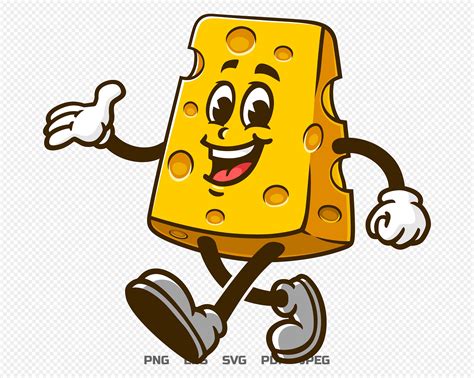 Walking Cheese Cartoon Mascot Illustration Design Character Vector - Etsy