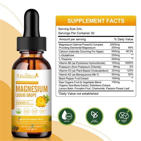 Magnesium Liquid Drops 2000mg Magnesium Complex With Magnesium Glycinate Citrate And Threonate 2